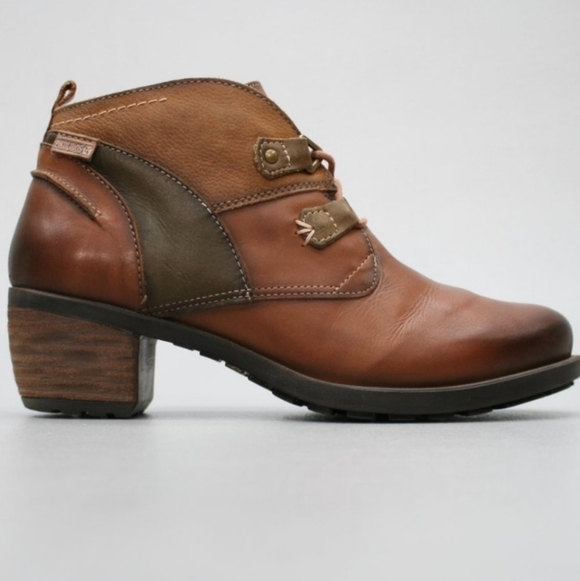 Pikolinos Women Le Mans calfskin Leather stack Heels Boots shoes sz 37/6.5-7 - Picture 2 of 15